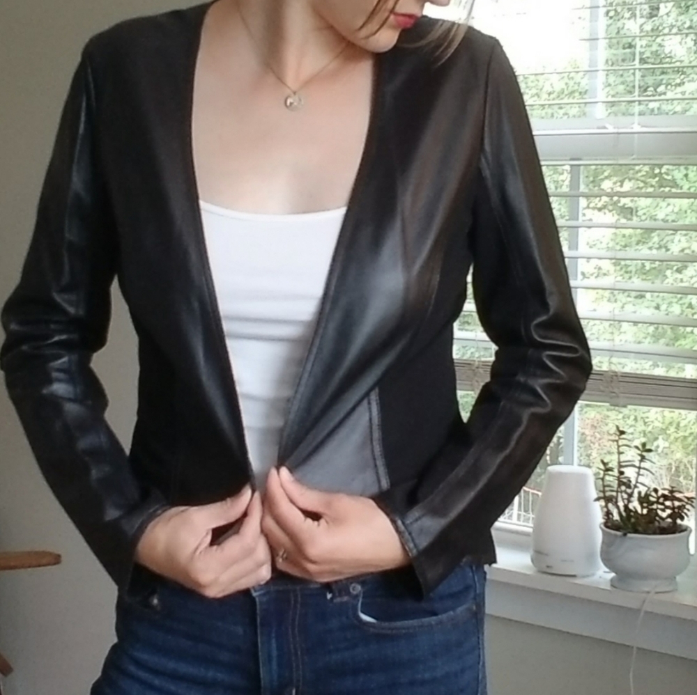 Lafayette 148 New York Leather Blazer Sz 6